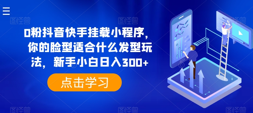 0粉抖音快手挂载小程序，你的脸型适合什么发型玩法，新手小白日入300+【揭秘】_豪客资源库