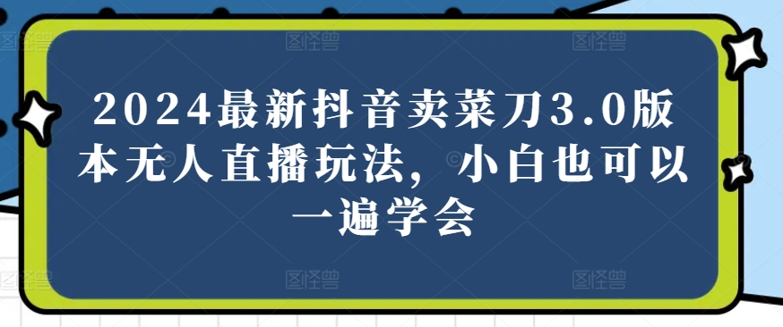 2024最新抖音卖菜刀3.0版本无人直播玩法，小白也可以一遍学会【揭秘】_豪客资源库