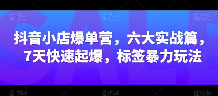 抖音小店爆单营，六大实战篇，7天快速起爆，标签暴力玩法_豪客资源库