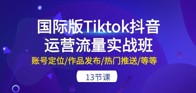 国际版Tiktok抖音运营流量实战班：账号定位/作品发布/热门推送/等等-13节_豪客资源库