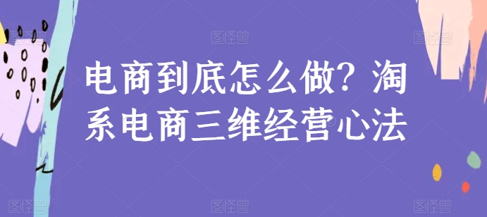 电商到底怎么做？淘系电商三维经营心法_豪客资源库