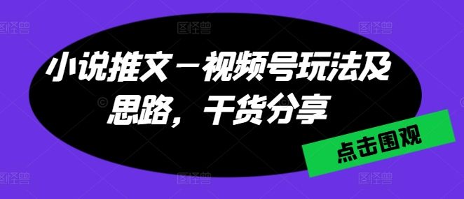 小说推文—视频号玩法及思路，干货分享_豪客资源库