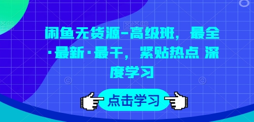 闲鱼无货源-高级班，最全·最新·最干，紧贴热点 深度学习_豪客资源库