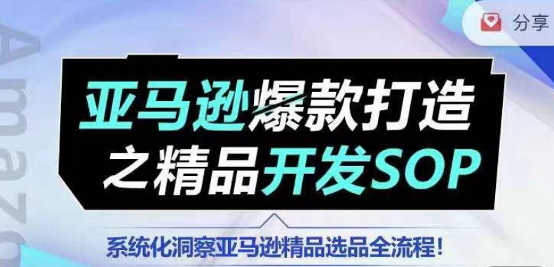 【训练营】亚马逊爆款打造之精品开发SOP，系统化洞察亚马逊精品选品全流程_豪客资源库