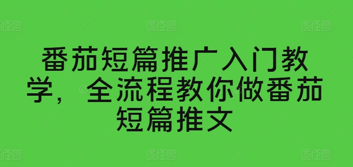 番茄短篇推广入门教学，全流程教你做番茄短篇推文_豪客资源库