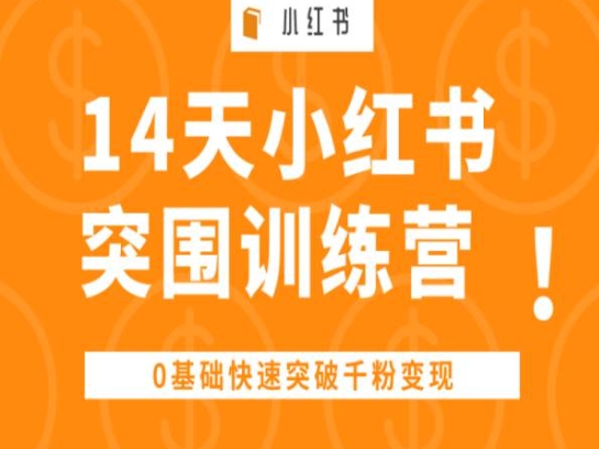 14天小红书突围训练营 ，0基础快速突破千粉变现_豪客资源库