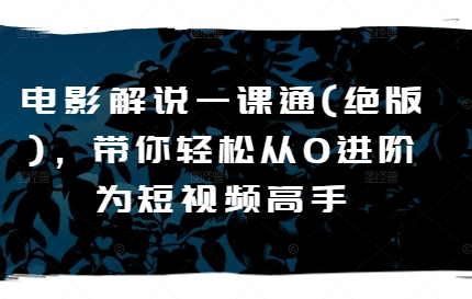 电影解说一课通(绝版)，带你轻松从0进阶为短视频高手_豪客资源库