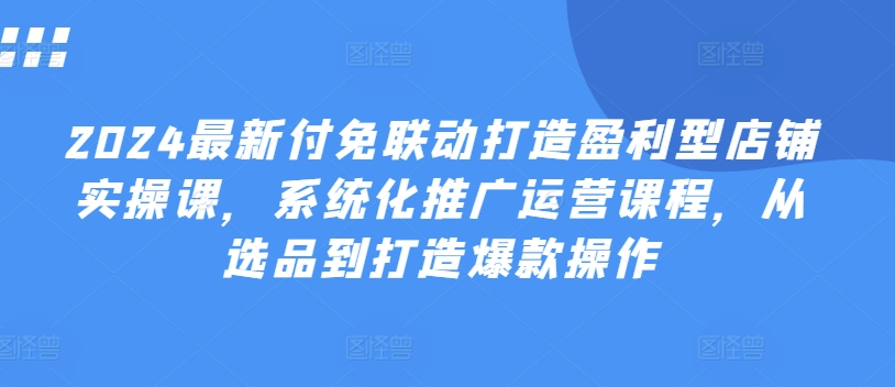 2024最新付免联动打造盈利型店铺实操课，​系统化推广运营课程，从选品到打造爆款操作_豪客资源库