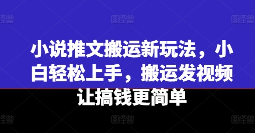 小说推文搬运新玩法，小白轻松上手，搬运发视频让搞钱更简单_豪客资源库