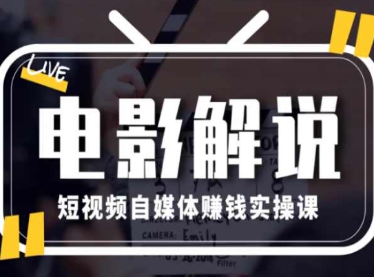 电影解说短视频自媒体赚钱实操课，教你做电影解说短视频，月赚1万_豪客资源库