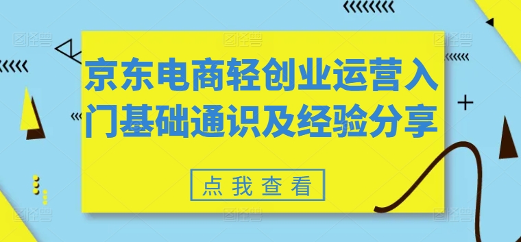 京东电商轻创业运营入门基础通识及经验分享_豪客资源库