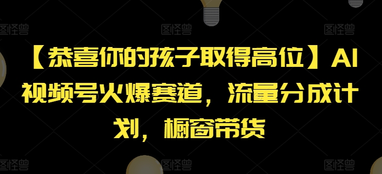 【恭喜你的孩子取得高位】AI视频号火爆赛道，流量分成计划，橱窗带货【揭秘】_豪客资源库