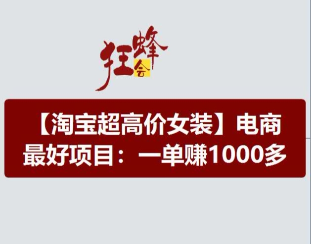 淘宝超高价女装项目，电商最好赛道，一单赚1000多_豪客资源库