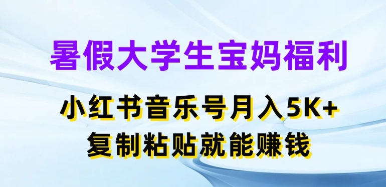 暑假大学生宝妈福利，小红书音乐号月入5000+，复制粘贴就能赚钱【揭秘】_豪客资源库