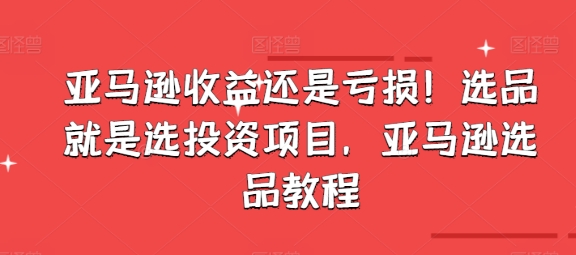 亚马逊收益还是亏损！选品就是选投资项目，亚马逊选品教程_豪客资源库