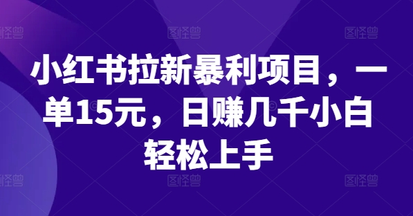 小红书拉新暴利项目，一单15元，日赚几千小白轻松上手【揭秘】_豪客资源库