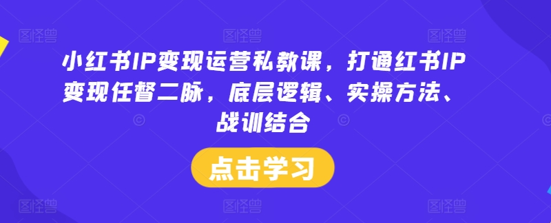 小红书IP变现运营私教课，打通红书IP变现任督二脉，底层逻辑、实操方法、战训结合_豪客资源库