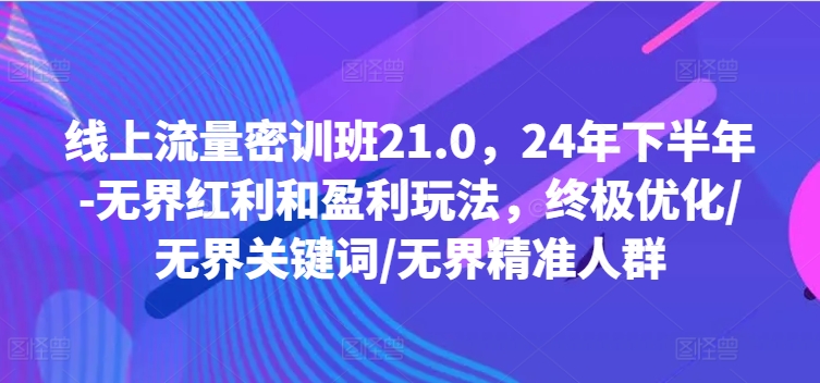 线上流量密训班21.0，24年下半年-无界红利和盈利玩法，终极优化/无界关键词/无界精准人群_豪客资源库