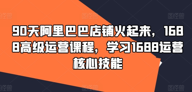 90天阿里巴巴店铺火起来，1688高级运营课程，学习1688运营核心技能_豪客资源库