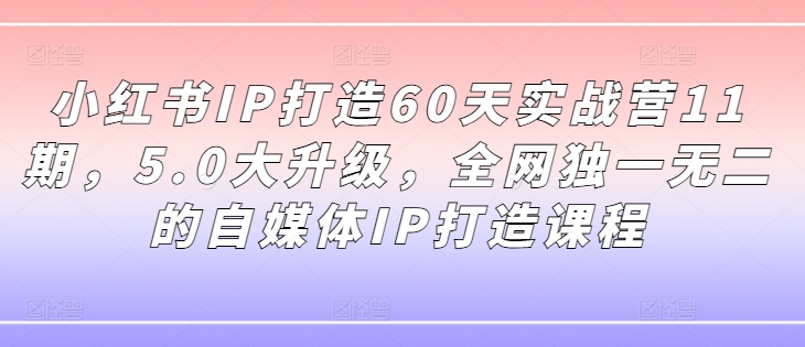 小红书IP打造60天实战营11期，5.0大升级，全网独一无二的自媒体IP打造课程_豪客资源库