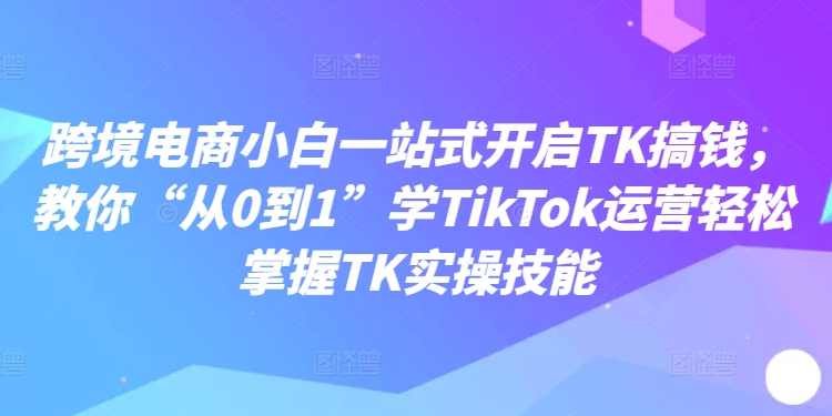 跨境电商小白一站式开启TK搞钱，教你“从0到1”学TikTok运营轻松掌握TK实操技能_豪客资源库