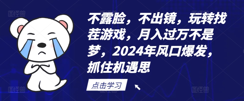 不露脸，不出镜，玩转找茬游戏，月入过万不是梦，2024年风口爆发，抓住机遇【揭秘】_豪客资源库