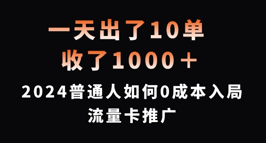 一天出了10单，收了1000+，2024普通人如何0成本入局流量卡推广【揭秘】_豪客资源库