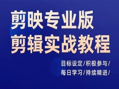 剪映专业版剪辑实战教程，目标设定/积极参与/每日学习/持续精进_豪客资源库