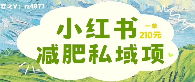 小红书减肥粉，私域变现项目，一单就达210元，小白也能轻松上手【揭秘】_豪客资源库