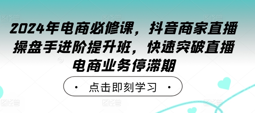 2024年电商必修课，抖音商家直播操盘手进阶提升班，快速突破直播电商业务停滞期_豪客资源库