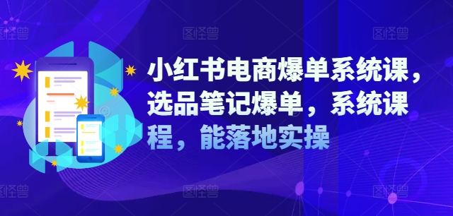 小红书电商爆单系统课，选品笔记爆单，系统课程，能落地实操_豪客资源库