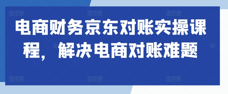 电商财务京东对账实操课程，解决电商对账难题_豪客资源库