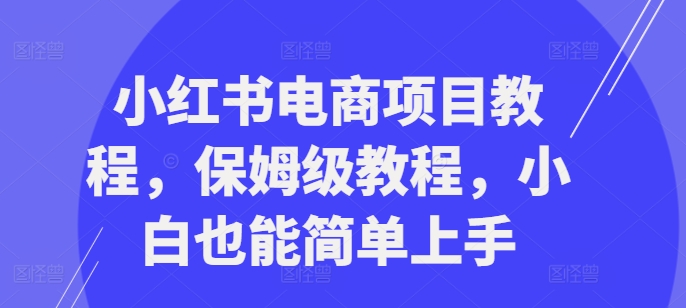 小红书电商项目教程，保姆级教程，小白也能简单上手_豪客资源库