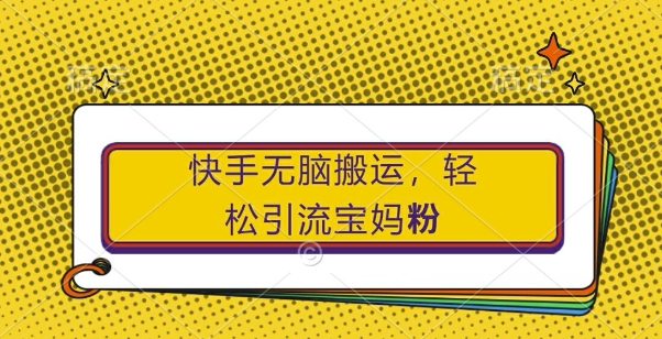 快手无脑搬运，轻松引流宝妈粉，纯小白轻松上手【揭秘】_豪客资源库