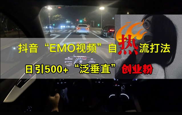 抖音EMO视频自热打法，日引500+“泛垂直”创业粉_豪客资源库