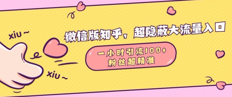 微信版知乎，超隐蔽流量入口1小时引流100人，粉丝质量超高【揭秘】_豪客资源库