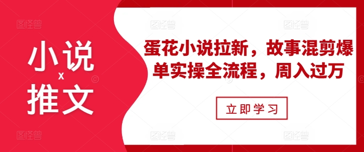 小说推文之蛋花小说拉新，故事混剪爆单实操全流程，周入过万_豪客资源库