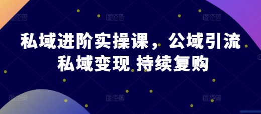 私域进阶实操课，公域引流 私域变现 持续复购_豪客资源库