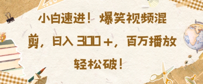 小白速进，爆笑视频混剪，日入3张，百万播放轻松破【揭秘】_豪客资源库