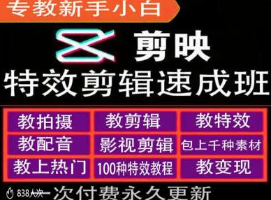 剪映特效教程和运营变现教程，特效剪辑速成班，专教新手小白_豪客资源库