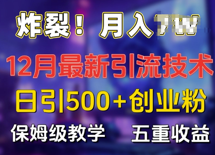 炸裂!揭秘12月最新日引流500+精准创业粉，多重收益保姆级教学_豪客资源库