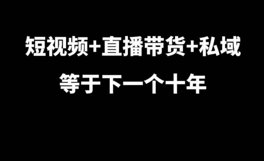 短视频+直播带货+私域等于下一个十年，大佬7年实战经验总结_豪客资源库