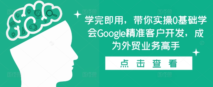 学完即用，带你实操0基础学会Google精准客户开发，成为外贸业务高手_豪客资源库