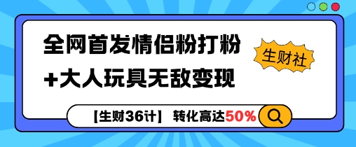 【生财36计】全网首发情侣粉打粉+大人玩具无敌变现_豪客资源库