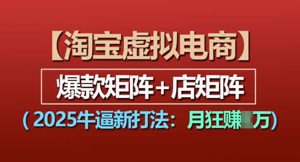 淘宝虚拟电商，2025牛逼新打法：爆款矩阵+店矩阵，月入过万_豪客资源库