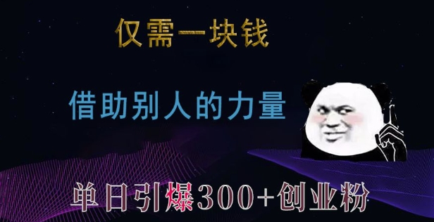 仅需一块钱，借助别人的力量，单日引爆300+创业粉、兼职粉【揭秘】_豪客资源库