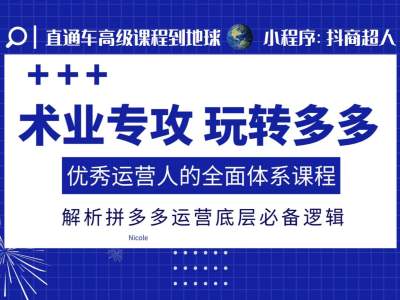 术业专攻玩转多多，优秀运营人的全面体系课程，解析拼多多运营底层必备逻辑_豪客资源库