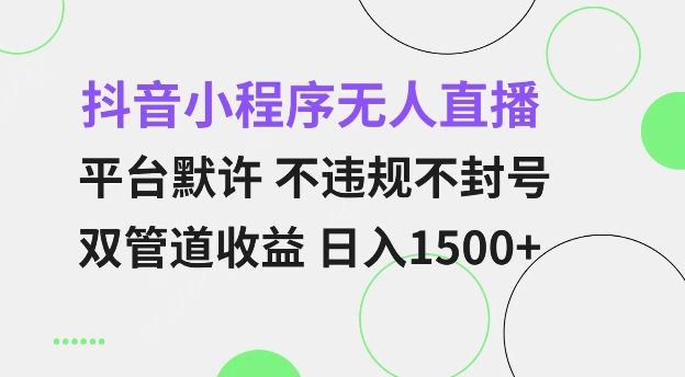 抖音小程序无人直播 平台默许 不违规不封号 双管道收益 日入多张 小白也能轻松操作【仅揭秘】_豪客资源库