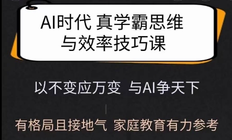 Ai时代真学霸思维与学习方法课，有格局且接地气，家庭教育有力参考——豪客资源创业项目网-豪客资源_豪客资源库