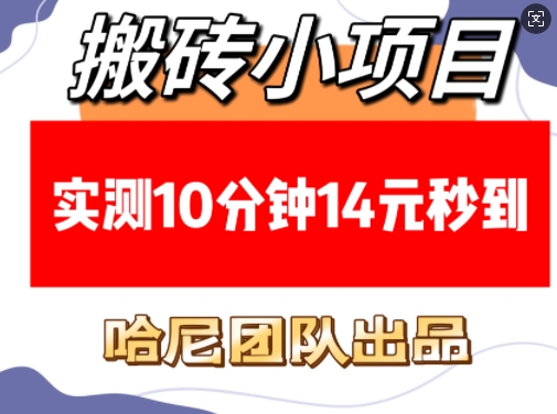 搬砖小项目，实测10分钟14元秒到，每天稳定几张(赠送必看稳定)——豪客资源创业项目网-豪客资源_豪客资源库